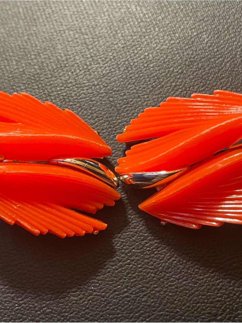 BSK Bold Orange Leaf-Style Statement Earrings - Women Jewelry